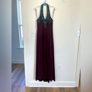 Ignite Evening Beaded Halter Gown, open back and lined.  lightly worn.  Size 10.